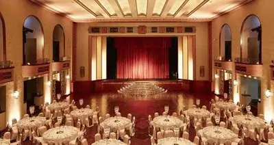 Corporate event grazing table setup with waitstaff in Melbourne CBD